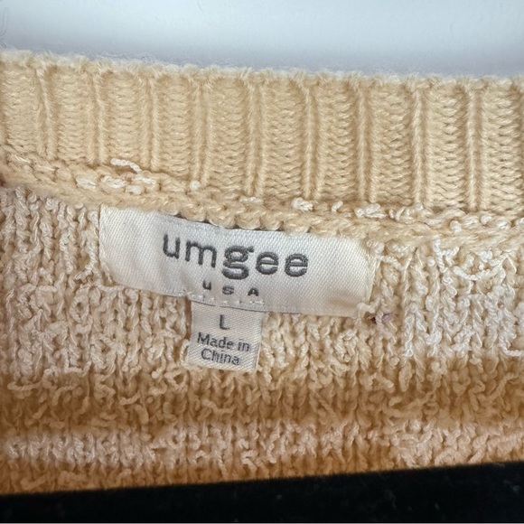 Umgee Eyelash Textured Tan Crewneck Sweater Casual Boho Neutral Bohemian Comfy - Picture 4 of 4